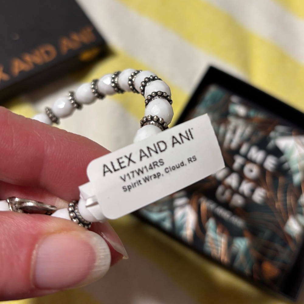 Alex and Ani Spirit Wrap, Cloud, White and Silver Beaded Bracelet, NWT - Picture 7 of 9